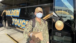 Golden Touch Transportation is transporting military personnel to the USNS Comfort. Golden Touch Transportation is transporting military personnel to the USNS Comfort.