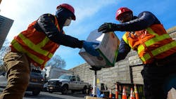 MTA New York City Transit Hydraulics personnel at the Sands Street facility receive deliveries of PPE including N95 masks, bleach, and hand sanitizer. MTA New York City Transit Hydraulics personnel at the Sands Street facility receive deliveries of PPE including N95 masks, bleach, and hand sanitizer.