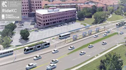 Rendering of KC Streetcar Main Street Extension, Country Club Plaza stop RideKC Transit Hub.