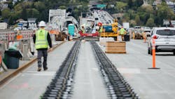 Work on the Homer M. Hadley floating bridge will continue due to construction activities on the bridge being seasonally restricted for safety reasons. Work on the Homer M. Hadley floating bridge will continue due to construction activities on the bridge being seasonally restricted for safety reasons.