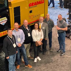 Pictured from left to right is Mason Keiffer, VP of Strategic Planning; Joe Fimbinger, Rental Service Manager; Gary Hutzel, Operation Manager; Kelly Kendrick, Marketing Manager; John Bridgeman, Gradall Industrial Account Manager; Mike Doyle, Corp Purchasing Manager; and Zac Cleary, Rental Service Manager.