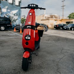 Gotcha's TO GO service utilizes seated e-scooters and e-bikes. Gotcha's TO GO service utilizes seated e-scooters and e-bikes.