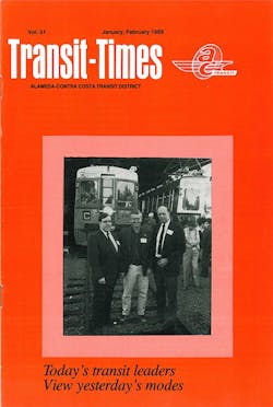 A January, February 1989 cover of AC Transit's newsletter featuring O'Sullivan, left, who was general manager, William Stead, center of San Francisco MUNI; and Keith Bernard, BART at an event at Solano County's Western Railway Museum. A January, February 1989 cover of AC Transit's newsletter featuring O'Sullivan, left, who was general manager, William Stead, center of San Francisco MUNI; and Keith Bernard, BART at an event at Solano County's Western Railway Museum.