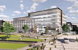 Rendering of Trinity Mills Station complex. Rendering of Trinity Mills Station complex.