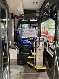 The agency has installed plexiglass barriers on all its buses. The agency has installed plexiglass barriers on all its buses.