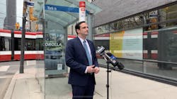 CUTA CEO Marco D'Angelo speaks May 7 at a press conference urging the Canadian government to provide emergency funding to transit. CUTA CEO Marco D'Angelo speaks May 7 at a press conference urging the Canadian government to provide emergency funding to transit.