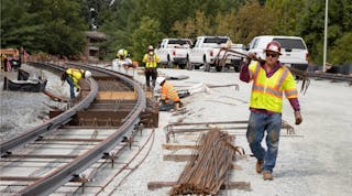 Rebar is laid in September 2019 as support for the Purple Line light-rail project. The team responsible for the project&apos;s construction, Purple Line Transit Constructors has decided to pull out of the project.
