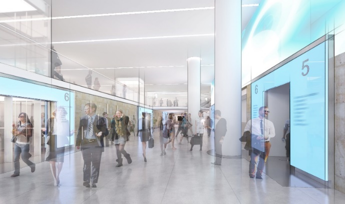 Rendering of the New York Penn Station Central Concourse.