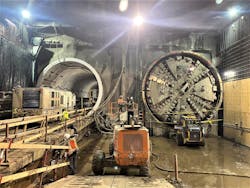 The tunneling machine has reached the portal on the right. The other machine being used on the project reached Wilshire/Fairfax on April 4 The tunneling machine has reached the portal on the right. The other machine being used on the project reached Wilshire/Fairfax on April 4