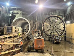 The tunneling machine has reached the portal on the right. The other machine being used on the project reached Wilshire/Fairfax on April 4