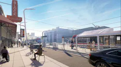 A rendering of a future Green Line LRT station.