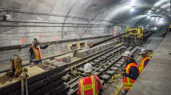In this 2015 image, the first work train rides over new tracks leading from the 63rd st station on the Second Avenue Subway Project.