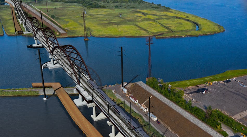 A rendering of what the new double track Portal Bridge will look like.