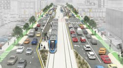 A rendering of future light-rail alignment that is part of Project Connect.