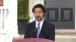 A screen grab shows Prime Minister Justin Trudeau announcing communities in Canada will receive an accelerated payment from the Gas Tax Fund to help kickstart local economies. A screen grab shows Prime Minister Justin Trudeau announcing communities in Canada will receive an accelerated payment from the Gas Tax Fund to help kickstart local economies.