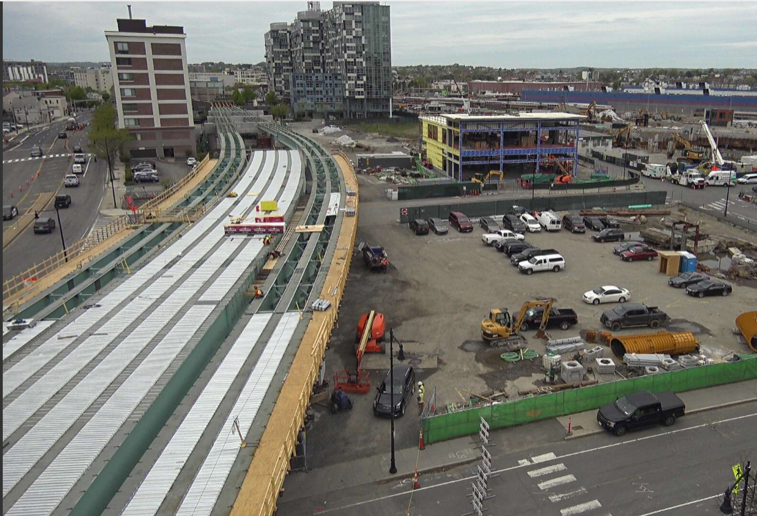 The future Lechmere Station platform taking shape.