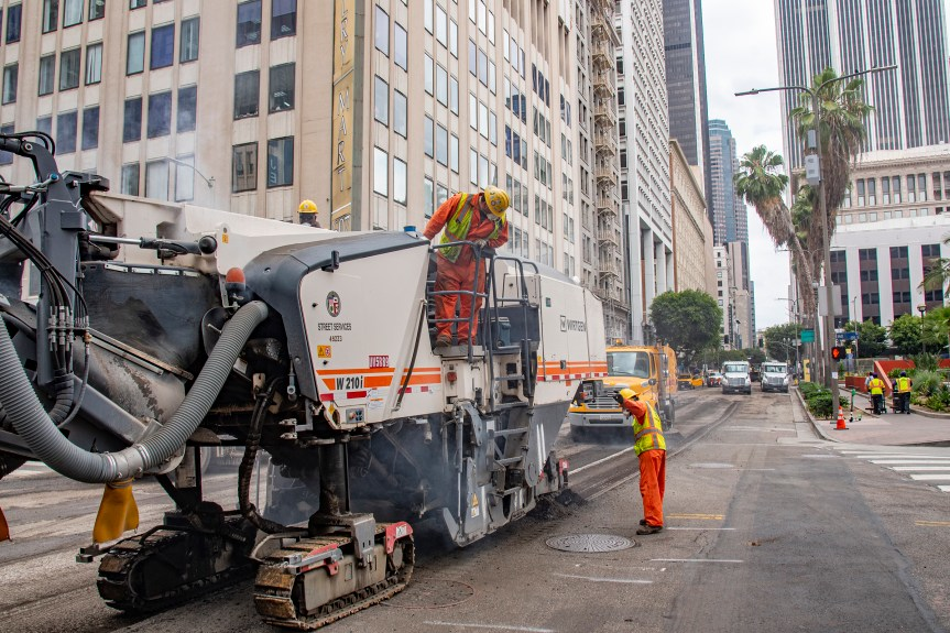 StreetsLA construction crews began their repaving work last week on 6th Street and will be working on 5th Street this week.