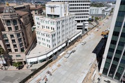 L.A. Metro’s contractor accelerated the installation of hundreds of steel beams called piles below Wilshire Boulevard. L.A. Metro’s contractor accelerated the installation of hundreds of steel beams called piles below Wilshire Boulevard.