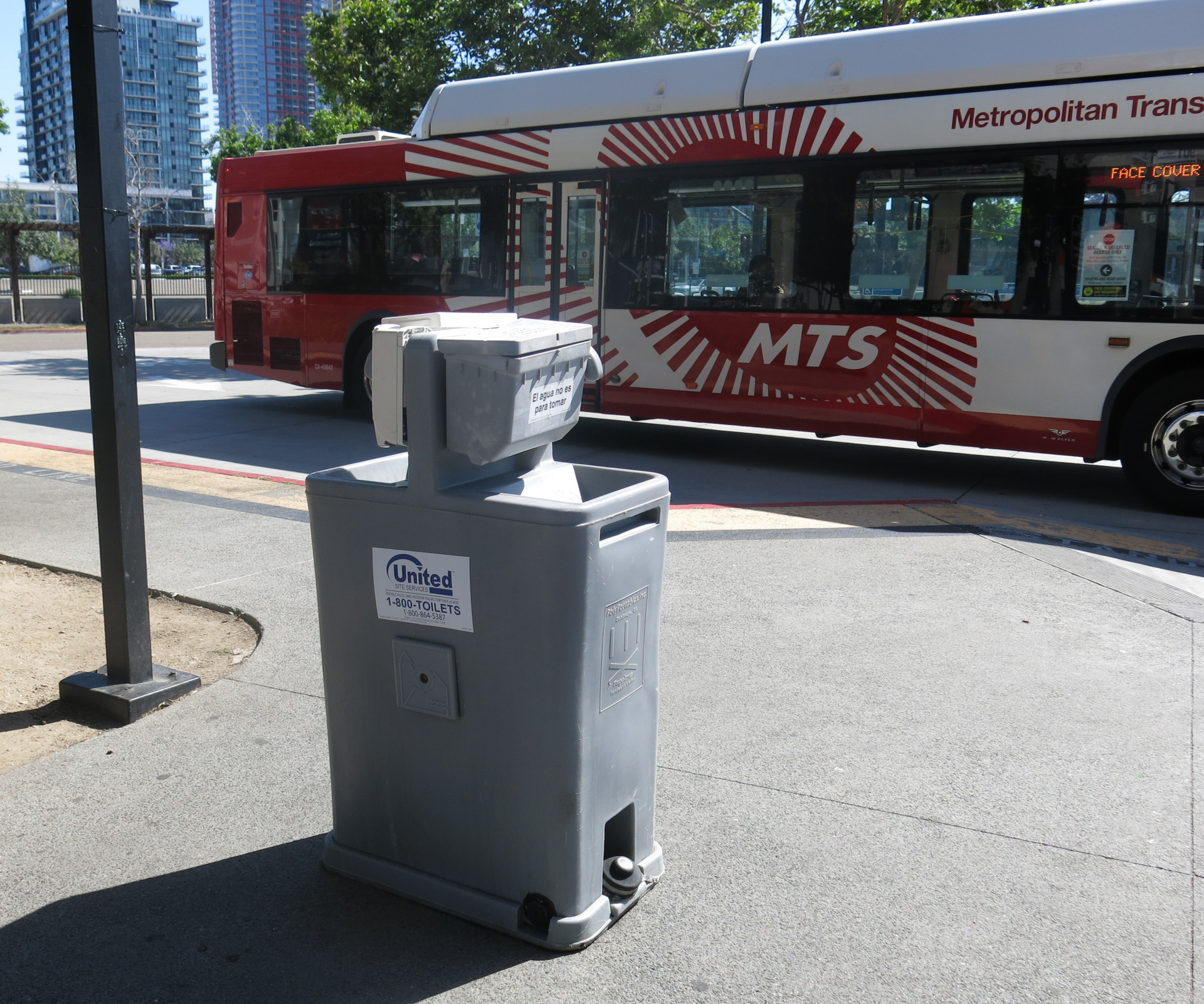San Diego MTS has added hand washing units at trolley stations.