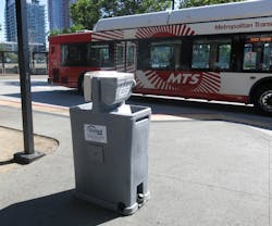San Diego MTS has added hand washing units at trolley stations. San Diego MTS has added hand washing units at trolley stations.