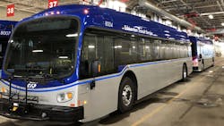 One of 21 new electric buses that will enter service on Edmonton Transit Service&apos;s network in late summer.