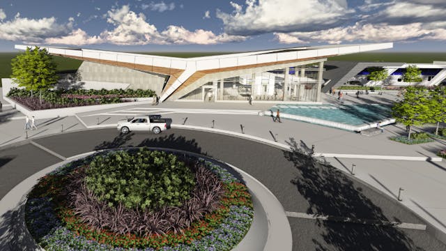 A rendering of what the completed transportation center will look like in Newport News, Va.