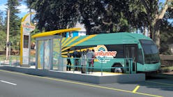 Rendering of SunRunner bus vehicle and bus stop.
