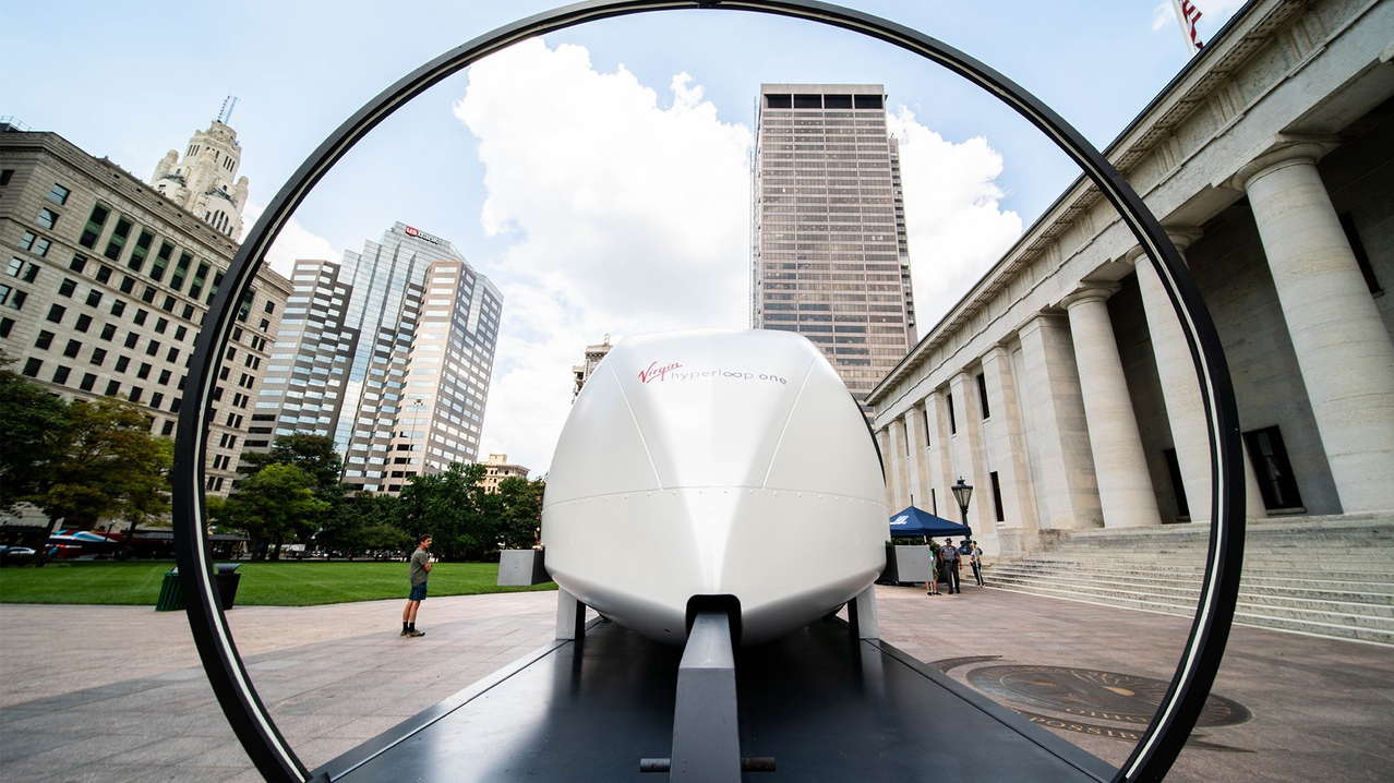 A hyperloop pod on display during a demonstration of the technology held in Washington, D.C., in 2019.