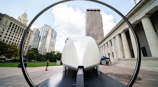 A hyperloop pod on display during a demonstration of the technology held in Washington, D.C., in 2019.