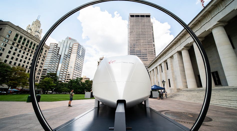 A hyperloop pod on display during a demonstration of the technology held in Washington, D.C., in 2019.