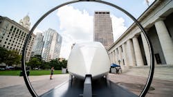 A hyperloop pod on display during a demonstration of the technology held in Washington, D.C., in 2019. A hyperloop pod on display during a demonstration of the technology held in Washington, D.C., in 2019.