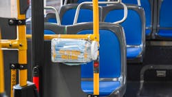 Free masks are now available via dispensers on 100 buses on six routes. Free masks are now available via dispensers on 100 buses on six routes.