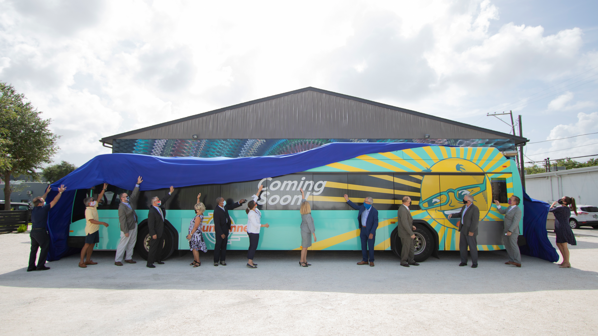 The unveiling of 'SunRunner' as the brand name of the PSTA BRT project in early July 2020.