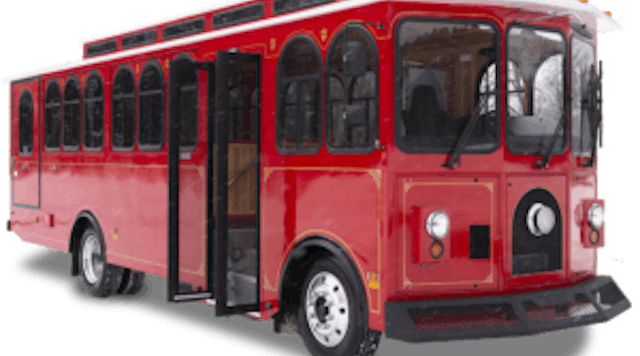 The electric trolley is designed to hold enough battery for eight hours of service.