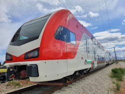 Electric trainset on the Stadler test track. Electric trainset on the Stadler test track.