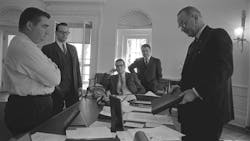 President Johnson during a meeting in the Oval Office in 1964.