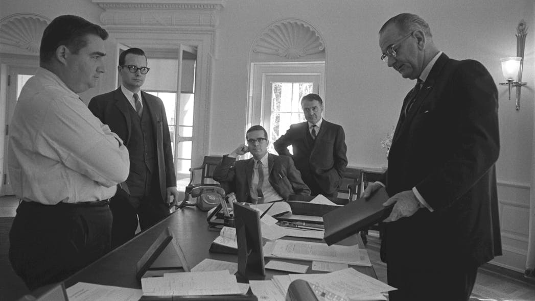 President Johnson during a meeting in the Oval Office in 1964.