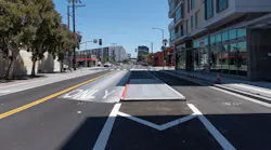 A new center-running transit lane with a boarding island on 16th Street.