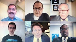 Several transit agency advocates including riders, union representatives, transit agency representatives and elected officials joined the Aug. 5 virtual rally to call on Congress to provide at least $32 billion to transit in the next COVID-19 relief bill. Starting top left, U.S. Rep. Jesus 'Chuy' Garcia, U.S. Rep. Jerry Nadler, Senate Minority Leader Charles Schumer, Riders Alliance Member Michell White, BART General Manager Bob Powers and Greater Cleveland RTA Interim CEO Dr. Floun'say Caver. Several transit agency advocates including riders, union representatives, transit agency representatives and elected officials joined the Aug. 5 virtual rally to call on Congress to provide at least $32 billion to transit in the next COVID-19 relief bill. Starting top left, U.S. Rep. Jesus 'Chuy' Garcia, U.S. Rep. Jerry Nadler, Senate Minority Leader Charles Schumer, Riders Alliance Member Michell White, BART General Manager Bob Powers and Greater Cleveland RTA Interim CEO Dr. Floun'say Caver.