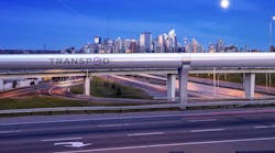 A rendering of the hyperloop infrastructure as envisioned by TransPod.