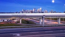A rendering of the hyperloop infrastructure as envisioned by TransPod.