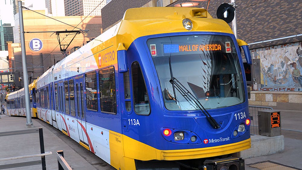 Existing METRO Blue Line in downtown Minneapolis.