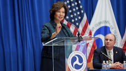 Sec. Chao speaks during an event. Sec. Chao speaks during an event.