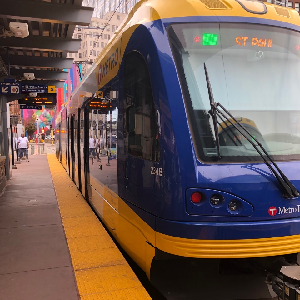 File photo showing a METRO Green Line train in downtown Minneapolis.