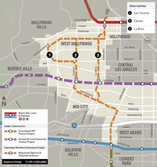 Crenshaw Metro Line Map Three Routes Recommended For Further Study On Crenshaw Northern Extension  Project | Mass Transit