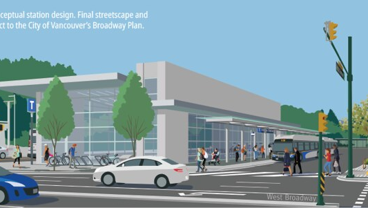 An artist's rendering of Arbutus Station looking northwest.