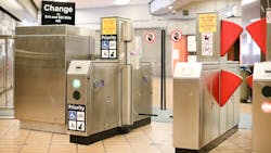 A fare gate prototype installed at Richmond Station. A fare gate prototype installed at Richmond Station.