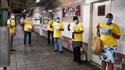 MTA&apos;s &apos;Mask Force&apos; distributing disposable masks to riders in July.