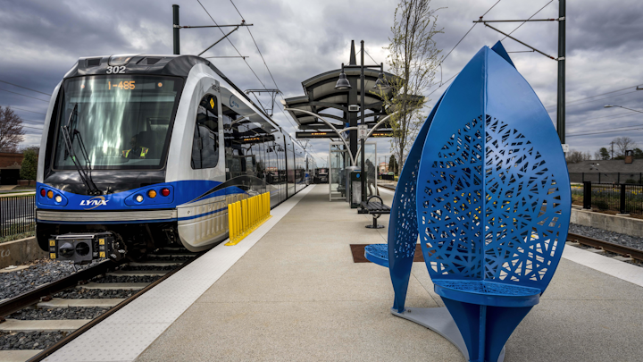 A train on the LYNX Blue Line Extension is seen in Mecklenburg County. The Metropolitan Transit Commission in Charlotte on Feb. 27 approved a long-term plan to extend a new light rail route into Gaston County.