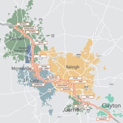 Map of possible future commuter rail line. Map of possible future commuter rail line.